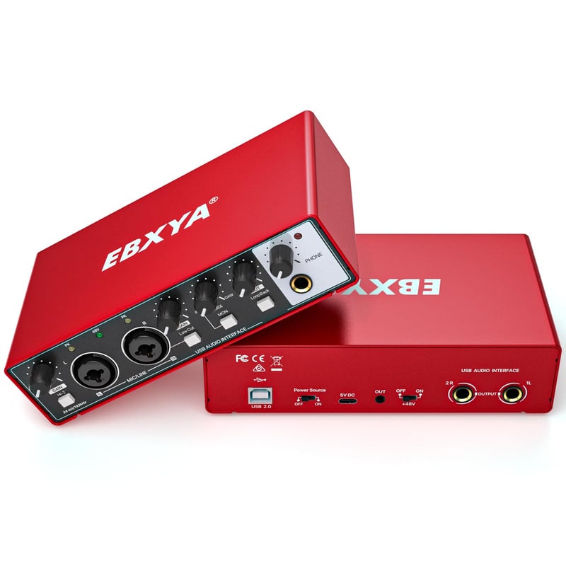 EBXYA USB Audio Interface 24-bit/192kHz Zvuková karta pre PC Mac Telefón s MIC XLR Line Vstupmi na Nahrávanie Streaming Podcastov