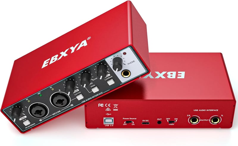 EBXYA USB Audio Interface 24-bit/192kHz Hangkártya PC Mac Telefonhoz MIC XLR Line Bemenetekkel Felvételhez Streaming Podcast