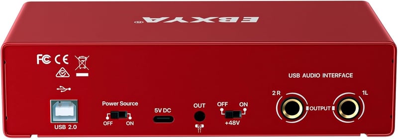 EBXYA USB Audio Interface 24-bit/192kHz Hangkártya PC Mac Telefonhoz MIC XLR Line Bemenetekkel Felvételhez Streaming Podcast