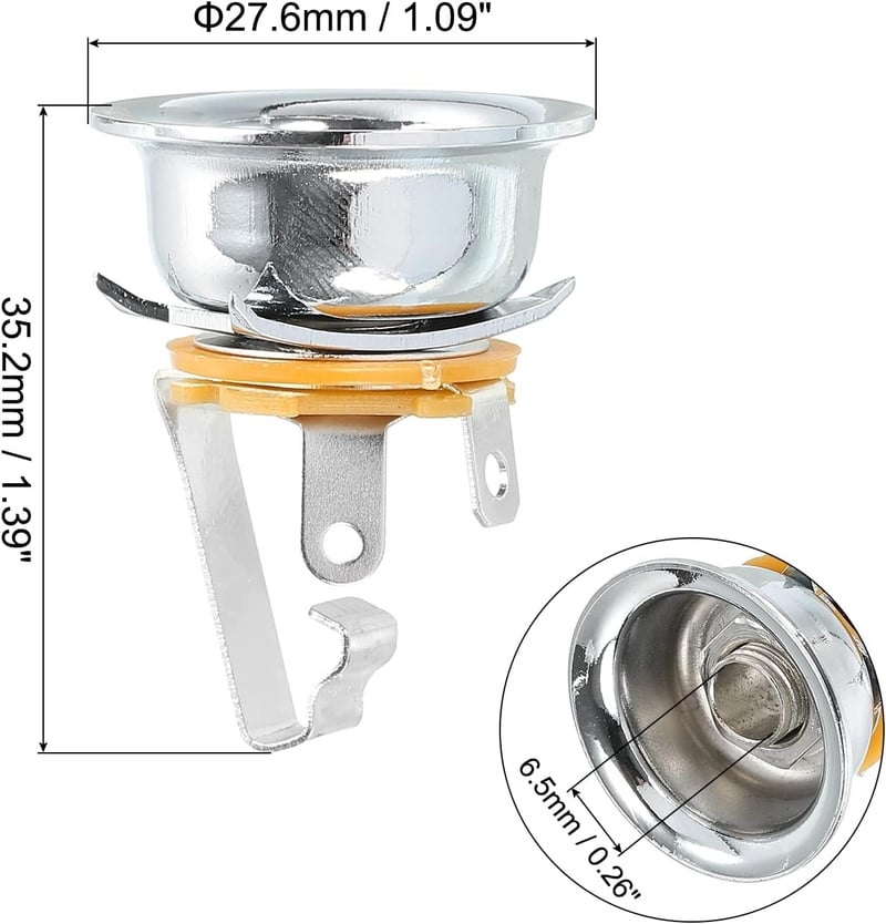 Gitár jack aljzat, 1/4", 2db - Sourcing Map ezüst mono/sztereó csatlakozó elektromos gitárhoz
