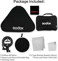 Godox 80x80 cm Összecsukható Univerzális Softbox S-típusú Speedlite Tartóval - Bowens Rögzítésű Vakuhoz, Állítható Irányú Fényformáló Stúdió 8
