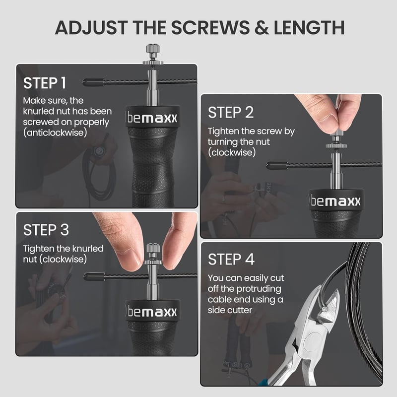 Profi Speed Rope ugrálókötél állítható acélkábellel és edzés e-könyvvel