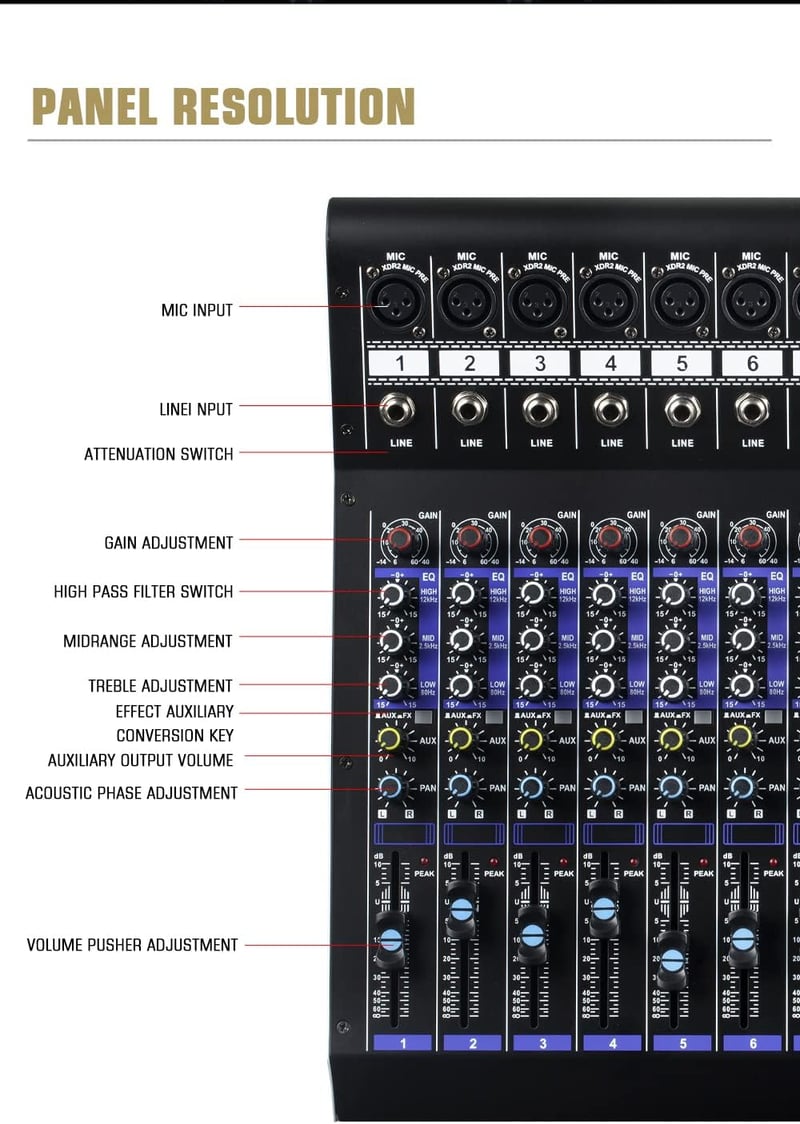 Weymic MX-80 Professzionális 8 Csatornás Keverőpult - DJ, Színpad, Karaoke Hangkeverő USB Csatlakozással és DSP Effektekkel