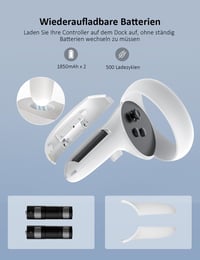 NexiGo Töltőállomás Oculus Quest 2-höz - Fejhallgató Tartó, Kontroller Dokkoló, Elite Strap Kompatibilis, LED Jelzőfény, 2 Újratölthető Akku 4