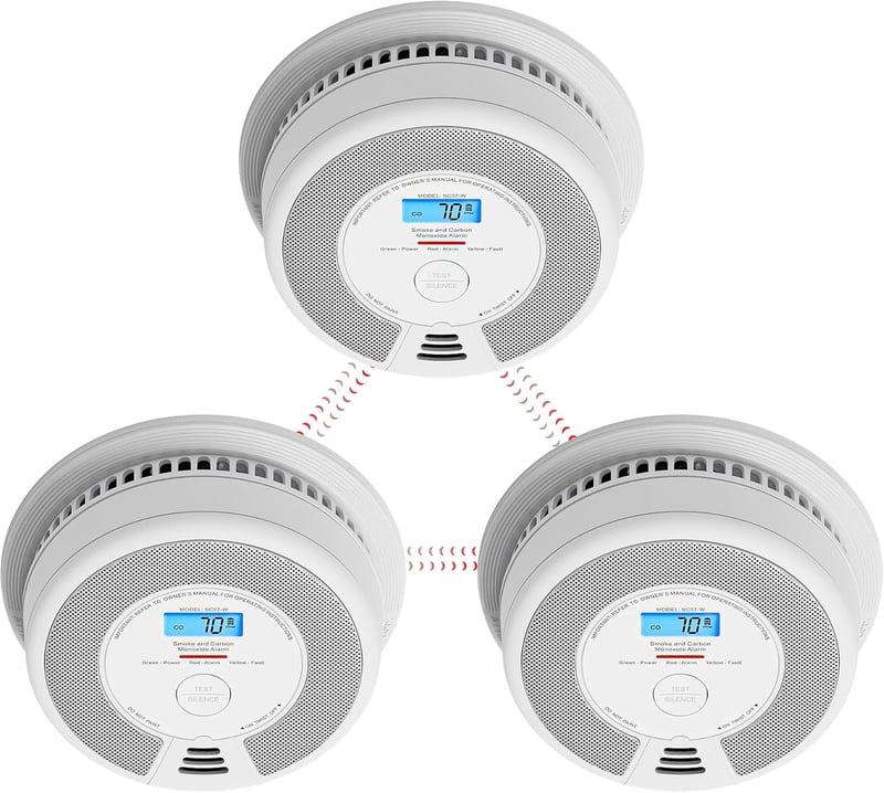 X-Sense füst- és szénmonoxid-érzékelő készlet, LCD kijelzővel, 10 éves elemmel, 3 db