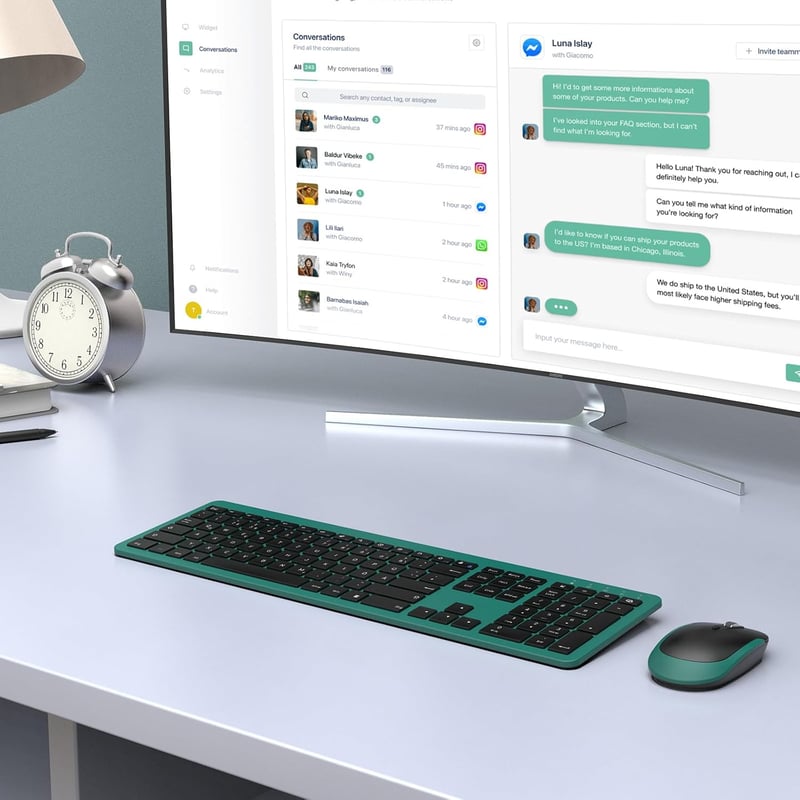 seenda Vezeték Nélküli Billentyűzet-Egér Szett, Újratölthető, Ultravékony, Ergonomikus, Szilikon Porvédővel, PC/Laptop/Smart TV, Német QWERT