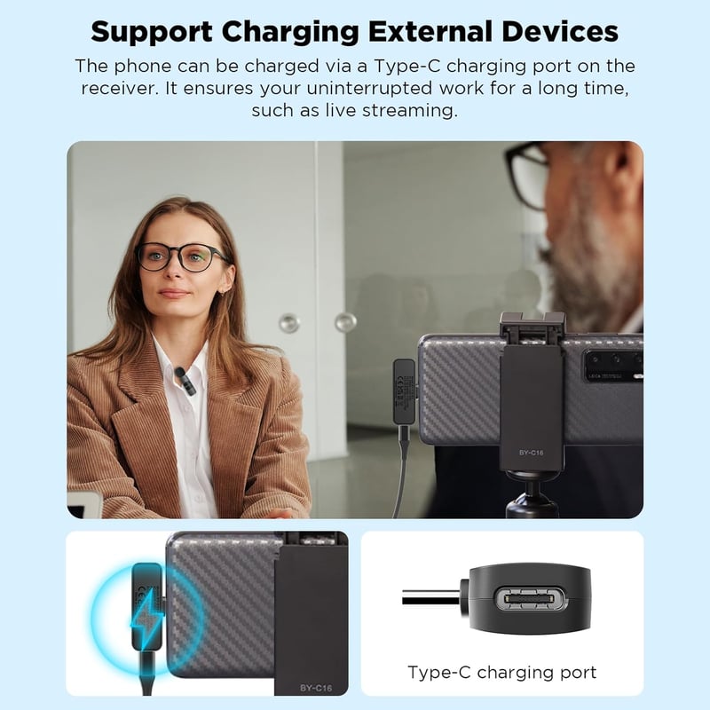 BOYA BY-V20 USB-C Vezeték Nélküli Mikrofon Zajszűréssel Android Okostelefonhoz