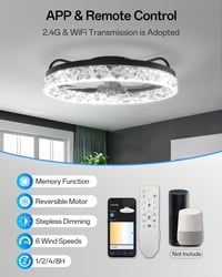YUNLONG Okos WiFi Mennyezeti Ventilátor Lámpával - Alexa és Google Kompatibilis, Távirányítós, 5 Lapátos, Fekete, Fényerőszabályozható, Irán 5