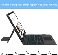 ROOFEI Billentyűzetes Tok Samsung Galaxy Tab S7 FE/S8+/S7+ 12,4" Tablethez - QWERTZ, 7 Színű Háttérvilágítás, Állvány, S Pen Tartó 3