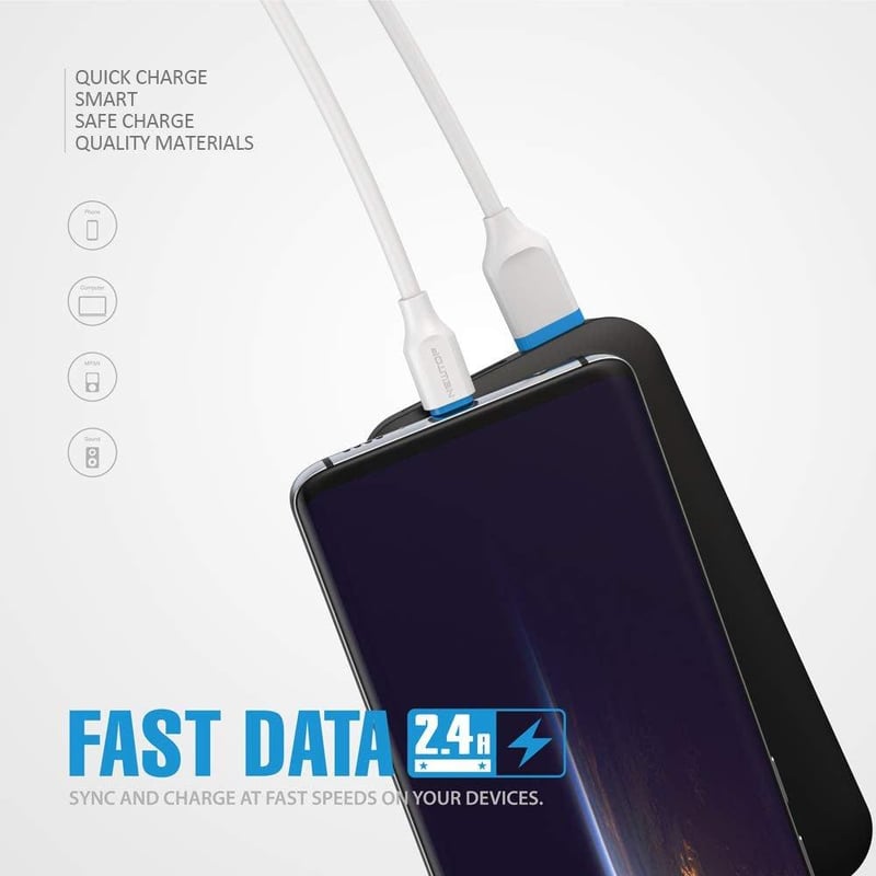 Rövid 20 cm-es NEWTOP USB-A - Micro USB töltőkábel