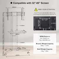 BONTEC TV állvány görgőkkel, 32-85" képernyőkhöz, 60kg-ig, fehér 5