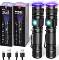 DARKBEAM UV Zseblámpa Szett - 365nm & 395nm, Újratölthető, Kisállat Vizelet Detektor, 2 db 1
