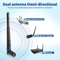 Eightwood 2.4GHz WLAN Antenna 5dBi - Dönthető és Forgatható RP-SMA WiFi Antenna 2db - Router, Bluetooth, ZigBee, PCI Kártya Kompatibilis 6