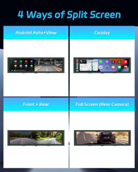 NHOPEEW 10,99" Visszapillantó Tükör 4K Első Kamerával - Vezeték Nélküli CarPlay & Android Auto - Éjjellátó Dupla Kamera WiFi FM Adóval 6