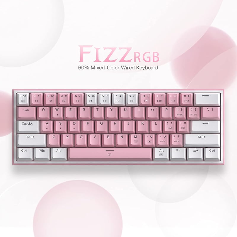Redragon K617 RGB Mechanikus Gamer Billentyűzet - 60% Kompakt, 61 Gombos, Vezetékes, Lineáris Piros Kapcsolókkal, Pro Driver Támogatással