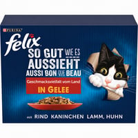 Hrană pentru pisici Felix As Good As It Looks în aspic, selecție de arome de la țară (vită, iepure, miel, pui), 5 cutii x 12 x 85 g, set incomplet — set de 5 bucăți 1