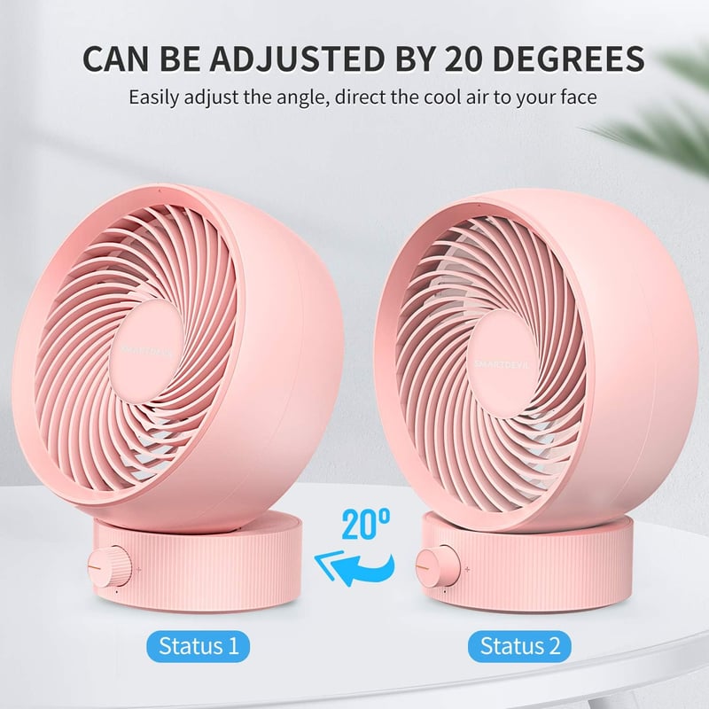 SmartDevil USB Asztali Ventilátor - Kompakt, Hordozható Mini Ventilátor 20° Fokozatmentes Sebesség Szabályozással, Csendes Működés, Irodába,