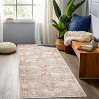 TOPICK Vintage Téglavörös Csúszásmentes Futószőnyeg 60x300cm - Retro Elegáns Összehajtható Szőnyeg Konyhába, Nappaliba 1