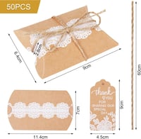 Vintage Ajándékdoboz Szett - 50db Kraft Papír Esküvői Köszönetajándék Doboz Juta Zsinórral 4