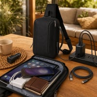 Útra kész mellcsomag: vízálló mellcsomag + 2 portos GaN töltő + 2 db USB-C kábel + dupla autós töltő 1