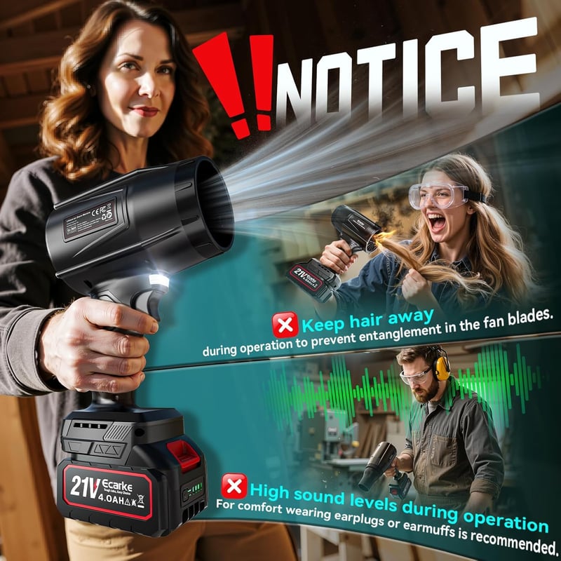 Ecarke Akkumulátoros Levegőfúvó 2×4000mAh Turbo Brushless Motor 80000RPM