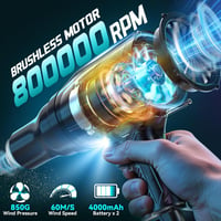 Ecarke Akkumulátoros Levegőfúvó 2×4000mAh Turbo Brushless Motor 80000RPM 6