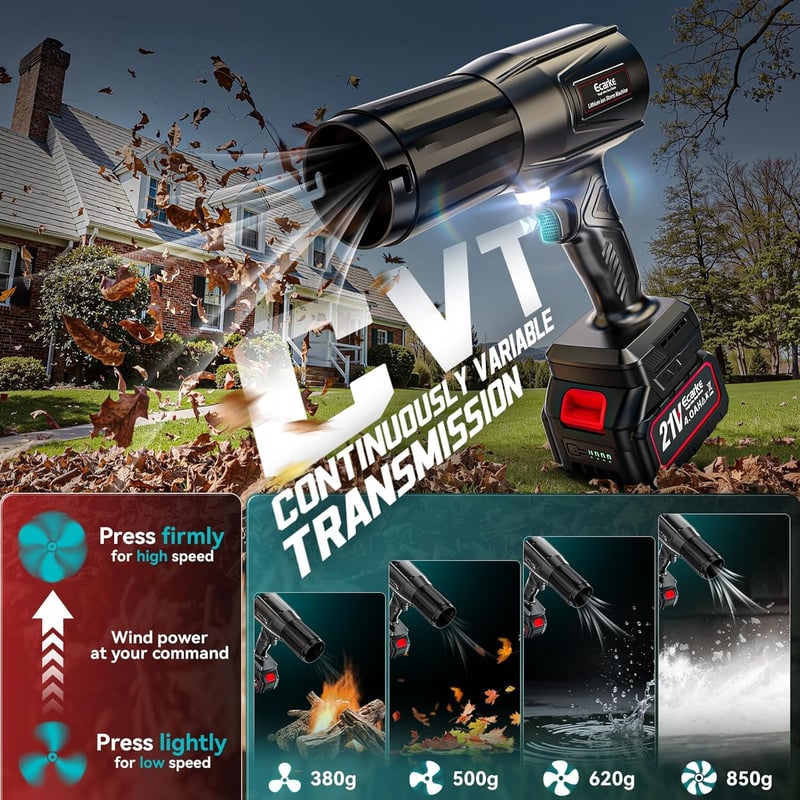 Ecarke Akkumulátoros Levegőfúvó 2×4000mAh Turbo Brushless Motor 80000RPM