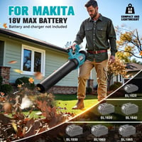 Ecarke Akkumulátoros Lombfúvó Makita 18V-hoz - 500CFM Kefe Nélküli, 150MPH, 6 Sebességfokozat, Rögzítőgombbal, Kerti Munkákhoz (Akkumulátor  2