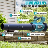 Ecarke Akkumulátoros Lombfúvó Makita 18V-hoz - 500CFM Kefe Nélküli, 150MPH, 6 Sebességfokozat, Rögzítőgombbal, Kerti Munkákhoz (Akkumulátor  4