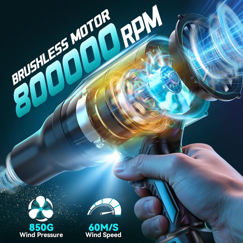 Ecarke Akkus Levegőfúvó 18V Makita Kompatibilis 80000 rpm Kefe Nélküli Motor