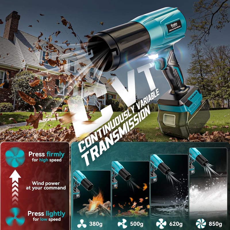 Ecarke Akkus Levegőfúvó 18V Makita Kompatibilis 80000 rpm Kefe Nélküli Motor
