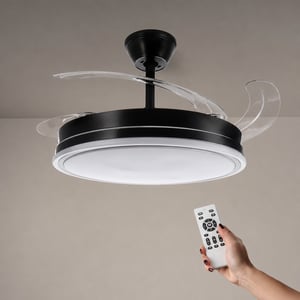 M mimotec LED mennyezeti ventilátor lámpával távirányítóval DC motor 6 sebesség — hiányzó fekete rögzítő (állapot: lásd a 2. képet)