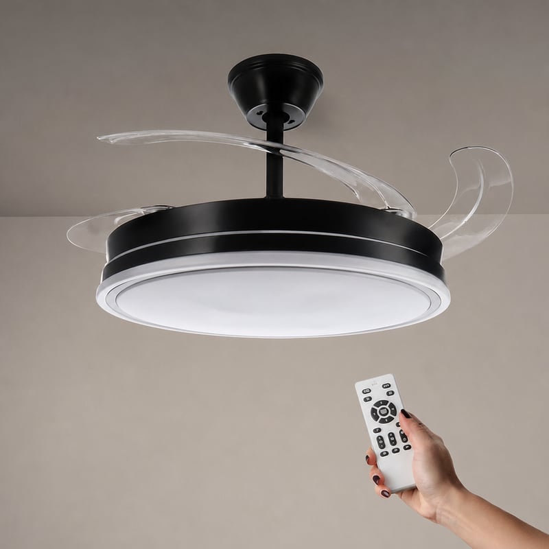 M mimotec LED mennyezeti ventilátor lámpával távirányítóval DC motor 6 sebesség — hiányzó fekete rögzítő (állapot: lásd a 2. képet)