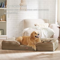 Bedsure XXL Ortopéd Kutyaágy - 134x106 cm Ergonomikus, Mosható, Barna Kutyafekhely Nagy Kutyáknak 5
