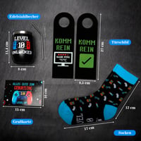 EccoCove Gaming poklon set za dječake od 10 godina - set od 4 dijela s šalicom od nehrđajućeg čelika, čarapama, natpisom za vrata i čestitkom - rođendanski poklon 2