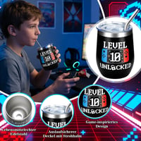 EccoCove Gaming poklon set za dječake od 10 godina - set od 4 dijela s šalicom od nehrđajućeg čelika, čarapama, natpisom za vrata i čestitkom - rođendanski poklon 3