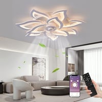 MiiR Virág Alakú Mennyezeti Ventilátor Lámpával - 100W Csendes LED Lámpa 12000LM, 6 Sebességű, Szabályozható Fényerő, Távirányítóval, Nappal 1