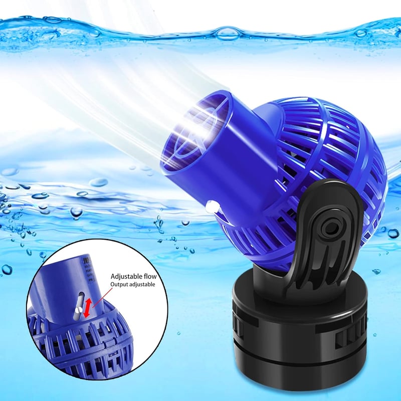 Yaobluesea IPX8 Akváriumi Áramoltató Szivattyú 4000L/h - 360° Forgatható Hullámkeltő Pumpa Édesvízi és Tengeri Akváriumokhoz, 6W, Fekete
