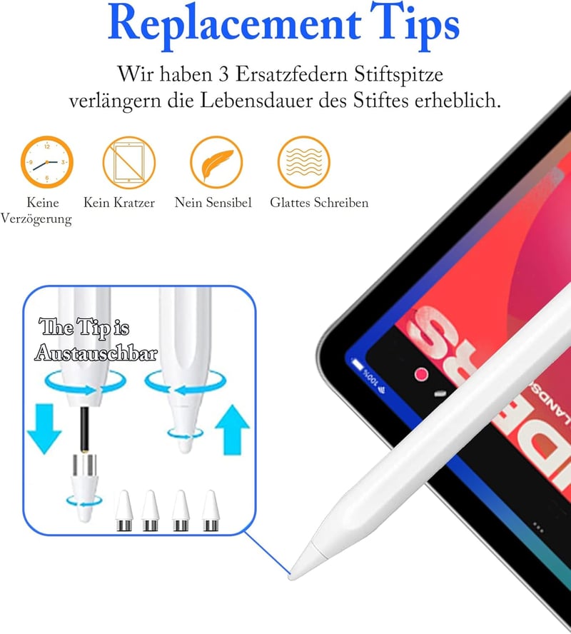 Kenkor aktív érintőceruza iPad, iPhone és Android készülékekhez - mágneses, USB-C, fehér
