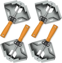 Housolution 90 Fokos Sarokszorító Készlet - 4 db Alumínium Egykezes Derékszögű Asztalos Szorító Állítható Forgó Pofával Képkeretekhez, Famun 1