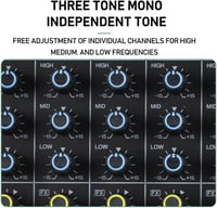Weymic E-Series 8 csatornás professzionális keverőpult DJ-knek, stúdiófelvételhez, karaokéhoz - USB, XLR, 48V fantomtáp, Bluetooth 3