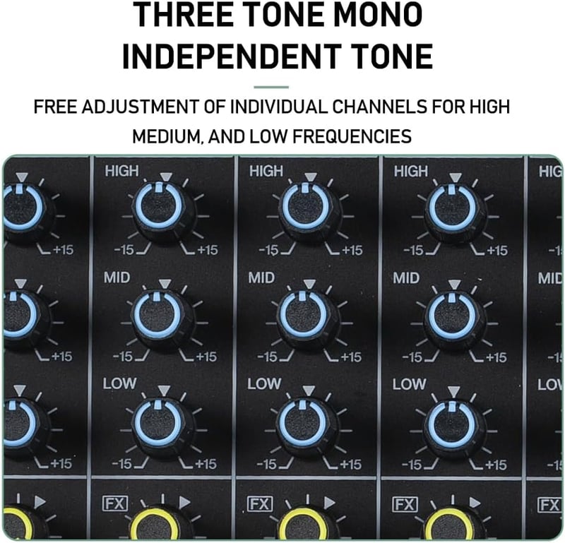 Weymic E-Series 8 csatornás professzionális keverőpult DJ-knek, stúdiófelvételhez, karaokéhoz - USB, XLR, 48V fantomtáp, Bluetooth