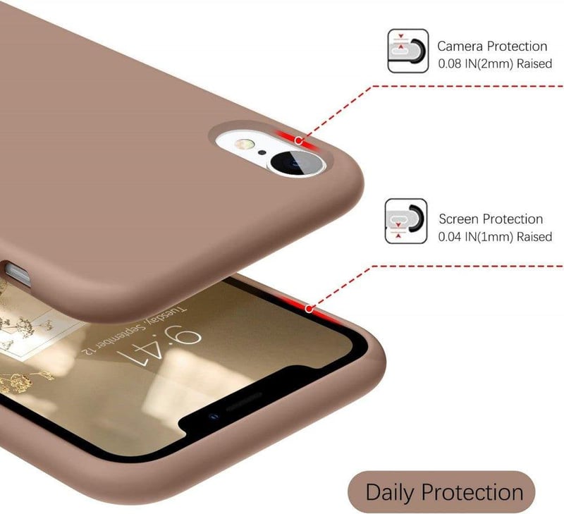 iPhone XR Barna Szilikon Tok Üvegfóliával - Felújított Szett