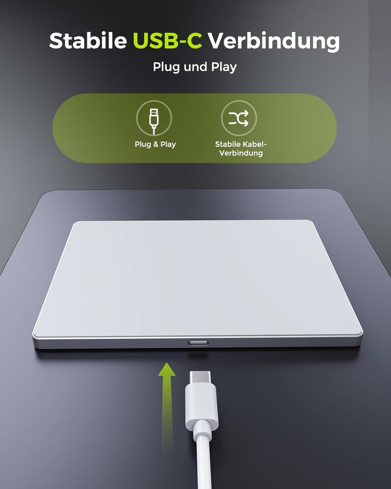 seenda Érintőpad PC-hez - Alumínium Külső Trackpad Multi-Touch Navigációval, Nagy Pontosságú Vezetékes Touchpad Windows 11/10 Számítógépekhe