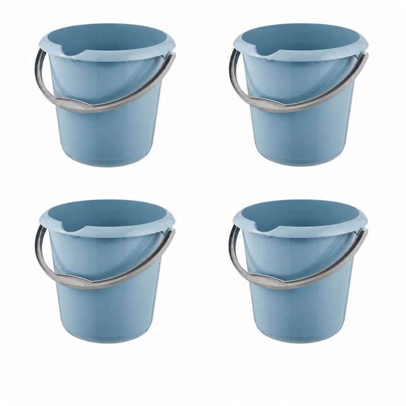 Vedro keeeper Mika s odmernou stupnicou a ergonomickou rukoväťou, 10 l, Nordic Blue, súprava 4 ks (neúplná súprava)