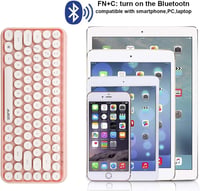 FELiCON 308i Rózsaszín Retro Bluetooth Billentyűzet - Csendes, Kompakt, 84 Gombos, Írógép Dizájn 8