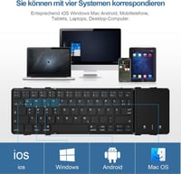 Echaar Összehajtható Bluetooth Billentyűzet Érintőpaddal - QWERTZ Kiosztású Hordozható Klaviatúra iPad, Okostelefon, Tablet, PC és Laptop Es 2