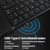 Echaar Összehajtható Bluetooth Billentyűzet Érintőpaddal - QWERTZ Kiosztású Hordozható Klaviatúra iPad, Okostelefon, Tablet, PC és Laptop Es 6