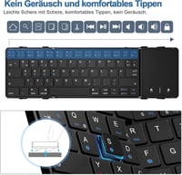 Echaar Összehajtható Bluetooth Billentyűzet Érintőpaddal - QWERTZ Kiosztású Hordozható Klaviatúra iPad, Okostelefon, Tablet, PC és Laptop Es 7