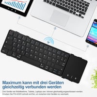 Echaar Összehajtható Bluetooth Billentyűzet Érintőpaddal - QWERTZ Kiosztású Hordozható Klaviatúra iPad, Okostelefon, Tablet, PC és Laptop Es 3